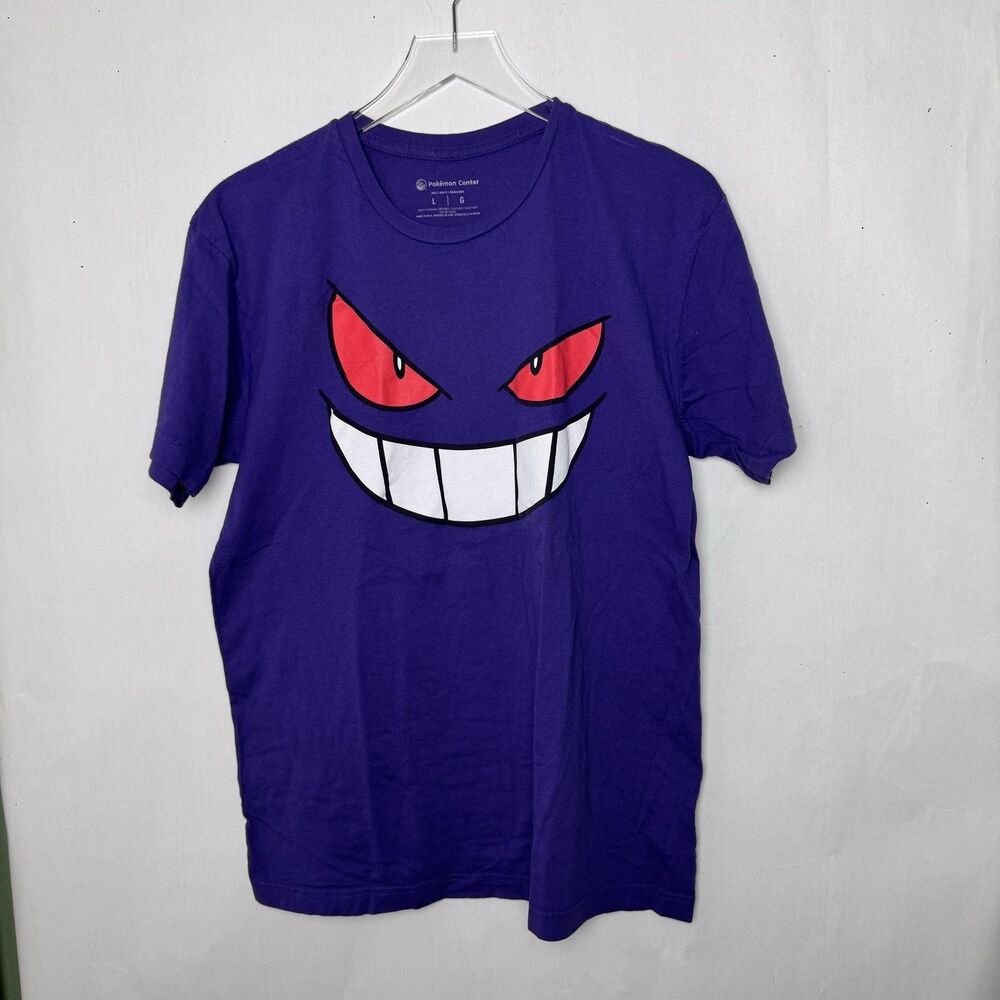 Pokemon Center Gengar Face Shirt Mens Large Purple Graphic Tee T-Shirt